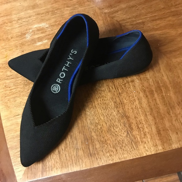 Women's Shoes ROTHY"S Black The Point Retired Honeycomb In Flats - Picture 8 of 9